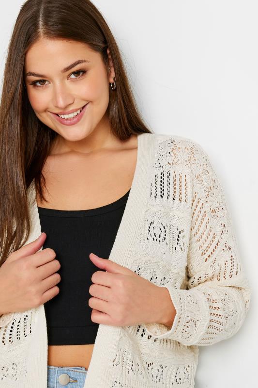 YOURS Plus Size Ivory White Pure Cotton Cropped Pointelle Cardigan | Yours Clothing 4