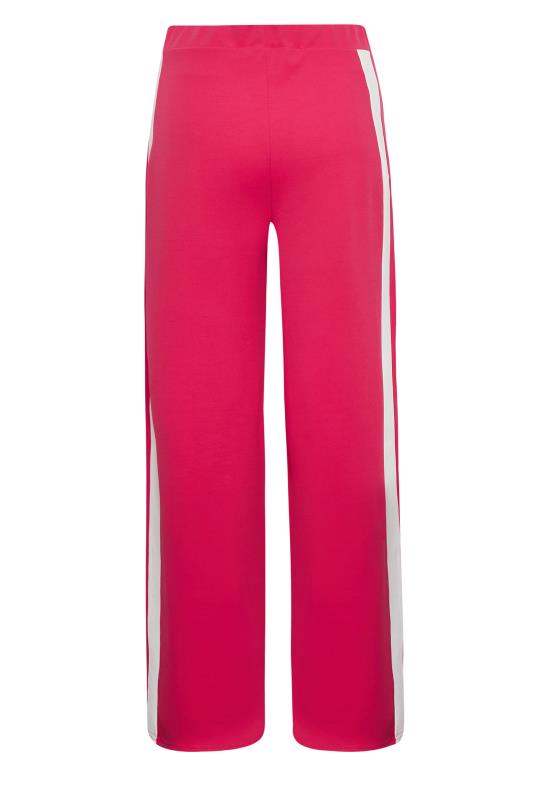 YOURS PETITE Plus Size Pink Side Stripe Wide Leg Trousers | Yours Clothing 5