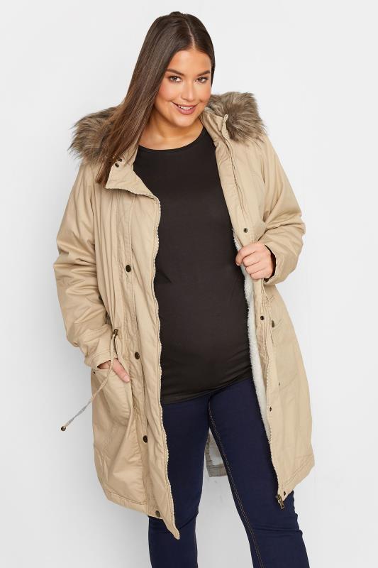  Grande Taille LTS Tall Beige Brown Maternity Parka