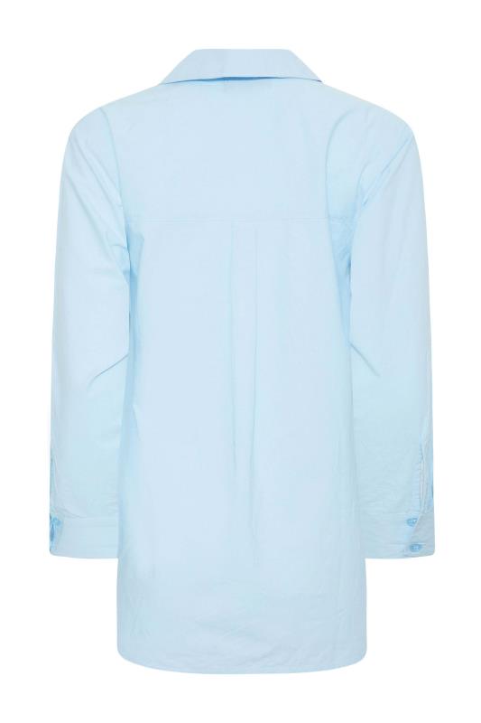 Petite Blue Oversized Cotton Shirt | PixieGirl  7