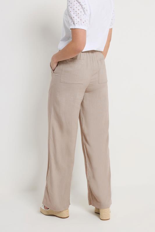M&Co Natural Brown Wide Leg Linen Trousers | M&Co 4