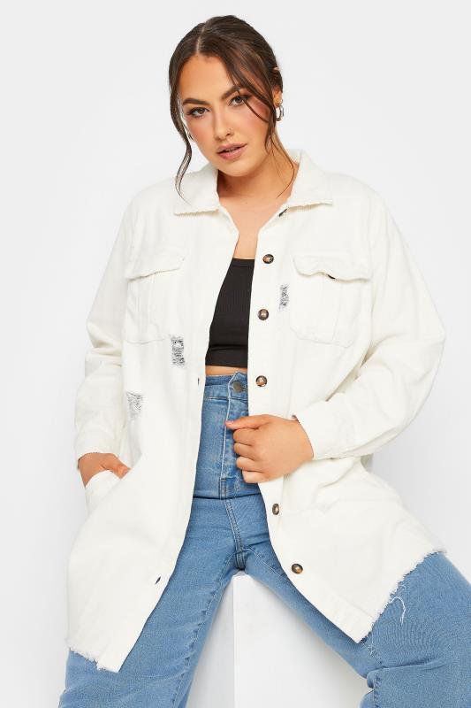 Plus Size LIMITED COLLECTION White Ripped Cord Shacket | Yours Clothing 2