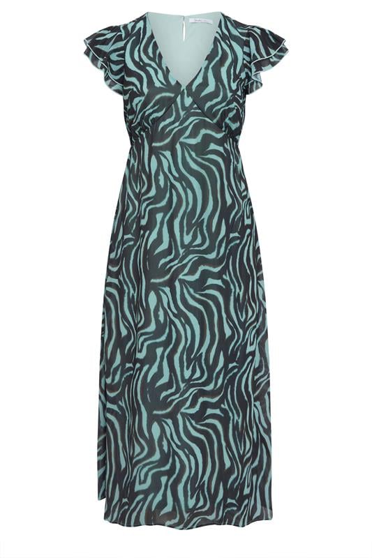 YOURS LONDON Plus Size Chocolate Brown & Mint Green Zebra Dress | Yours Clothing 5