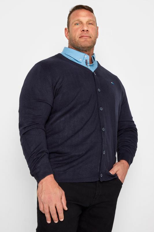 Men's  BadRhino Big & Tall Navy Blue Essential Knitted Cardigan