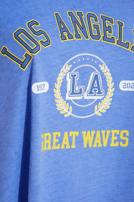 Plus Size Blue 'Los Angeles' Slogan Vest Top | Yours Clothing  4