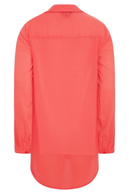 LTS Tall Women's Coral Orange Gingham Overhead Shirt | Long Tall Sally  7