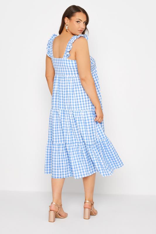 YOURS LONDON Curve Blue Gingham Frill Dress 3