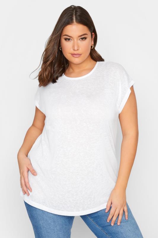 Plus Size  YOURS Curve White Linen Look T-Shirt