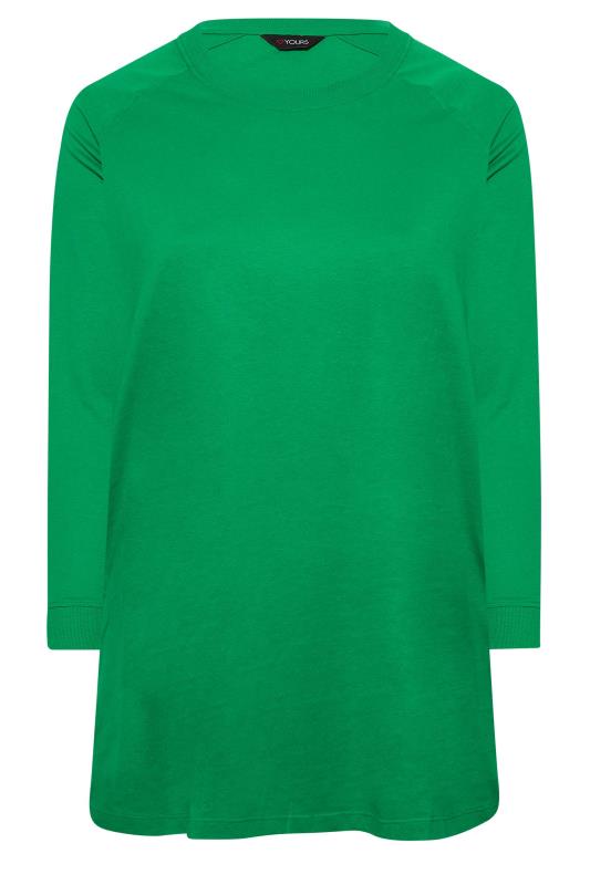 Plus Size Green Cotton Raglan T-Shirt | Yours Clothing 5
