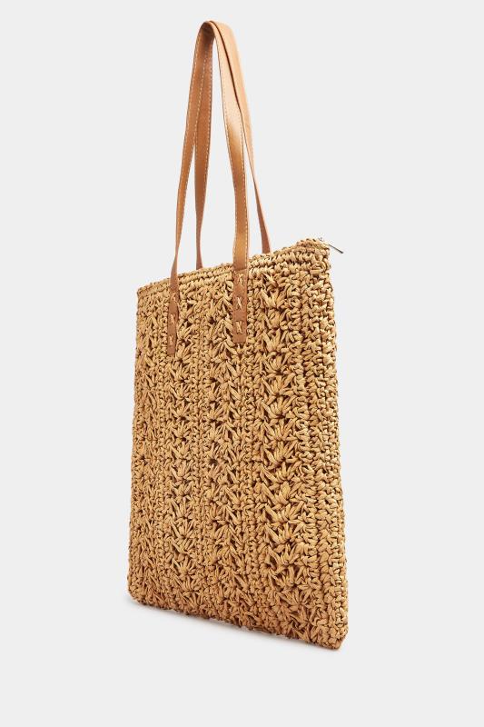 Beige Brown Straw Tote Bag | Yours Clothing 3