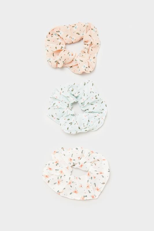 Plus Size  3 PACK Pastel Multi Floral Scrunchie Set
