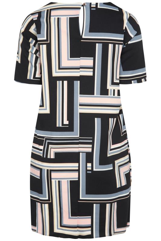 Black Geometric Stripe Print Tunic Dress_BK.jpg
