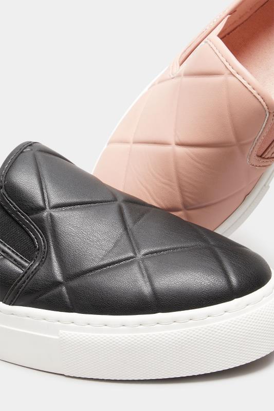 Pink Quilted Slip-On Trainers In Extra Wide Fit | Yours Clothing 6