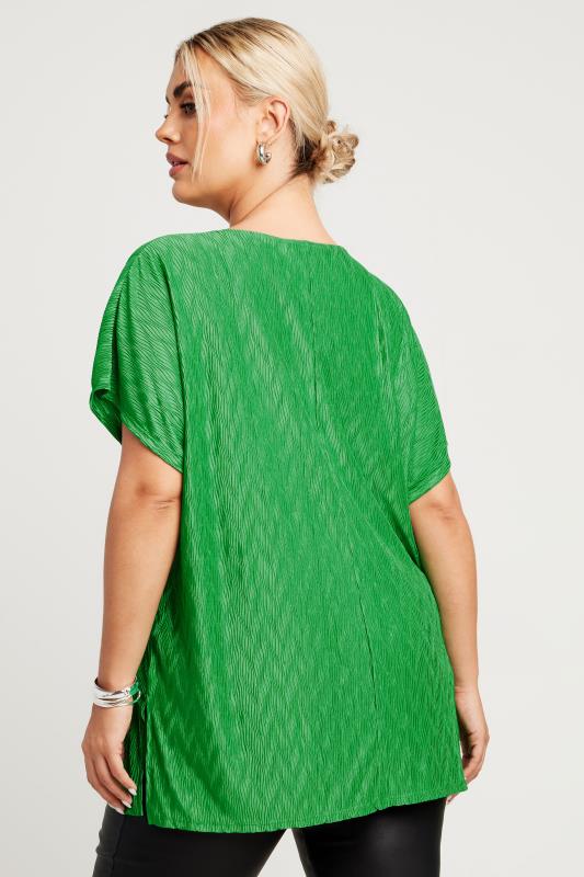 LIMITED COLLECTION Plus Size Green Zig Zag Plisse Top | Yours Clothing 3