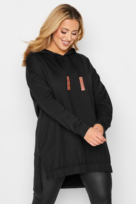  Grande Taille YOURS Curve Black Embellished Tie Hoodie