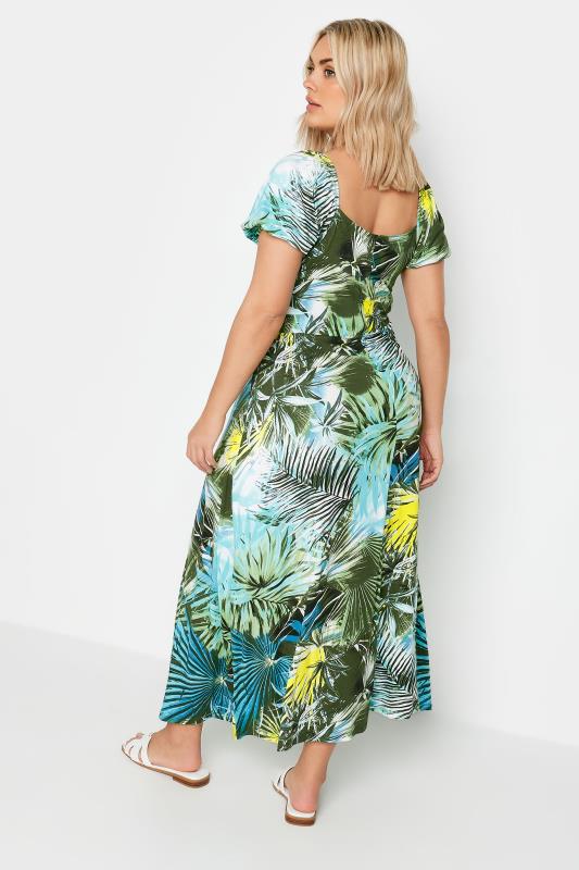 YOURS Plus Size Blue & Green Tropical Leaf Print Maxi Dress | Yours Clothing 4