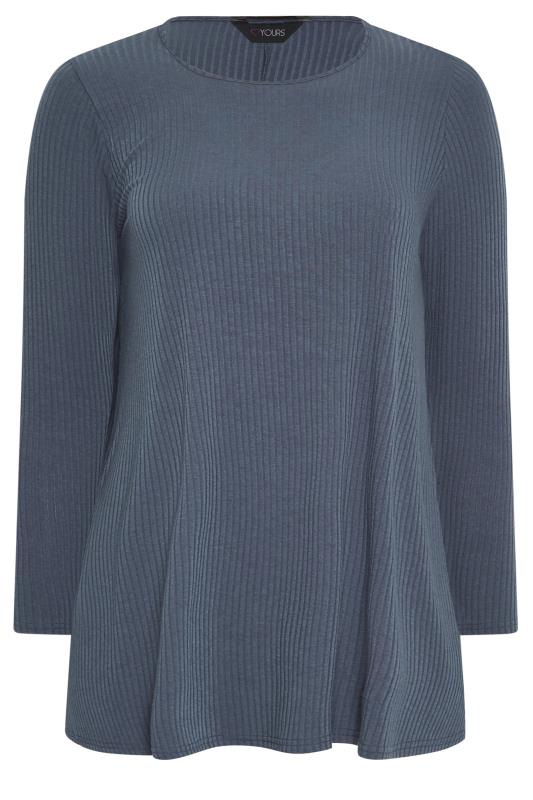 YOURS Plus Size Grey Ribbed Long Sleeve Swing Top | Yours Clothing 6
