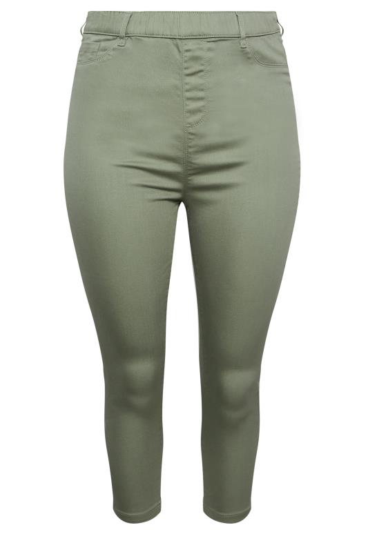 YOURS Plus Size Sage Green Cropped Stretch GRACE Jeggings | Yours Clothing 4