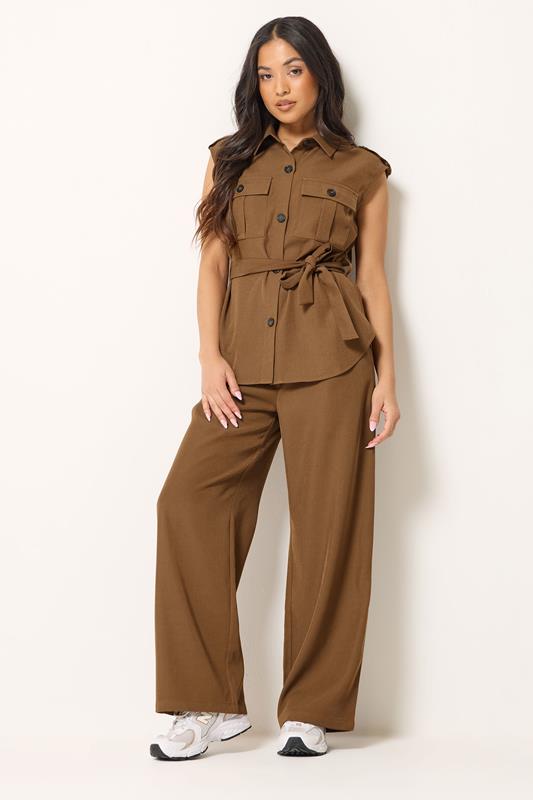 PixieGirl Petite Women's Brown Belted Utility Shirt | PixieGirl  1