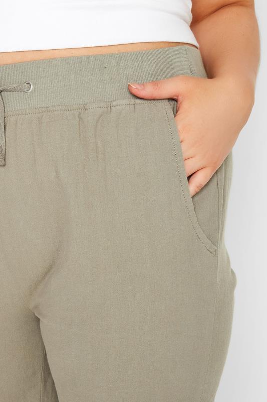 Plus Size Khaki Green Cool Cotton Shorts | Yours Clothing  3