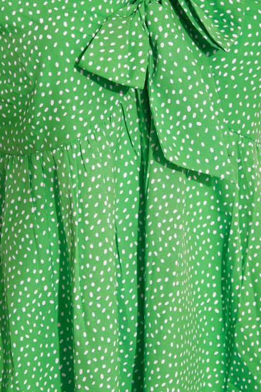 Plus Size Green Spot Print Tie Front Tunic Top | Yours Clothing 5