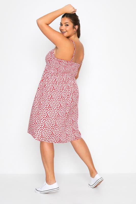 Plus Size Red Ditsy Print Strappy Sundress | Yours Clothing 3