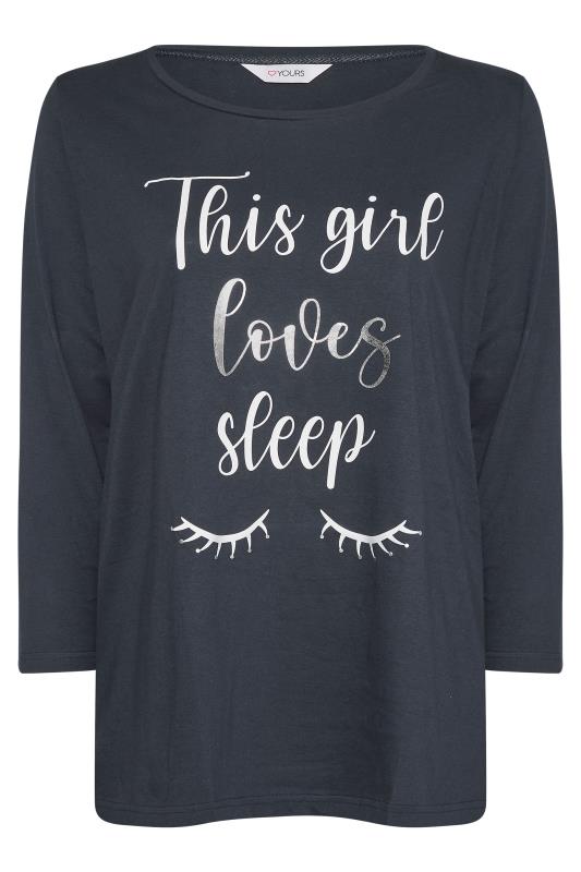 Curve Navy Blue 'This Girl Loves Sleep' Slogan Pyjama Top 7