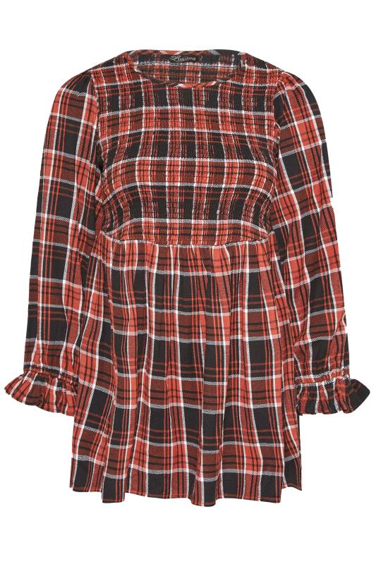 LIMITED COLLECTION Curve Black & Red Check Shirred Peplum Top 6