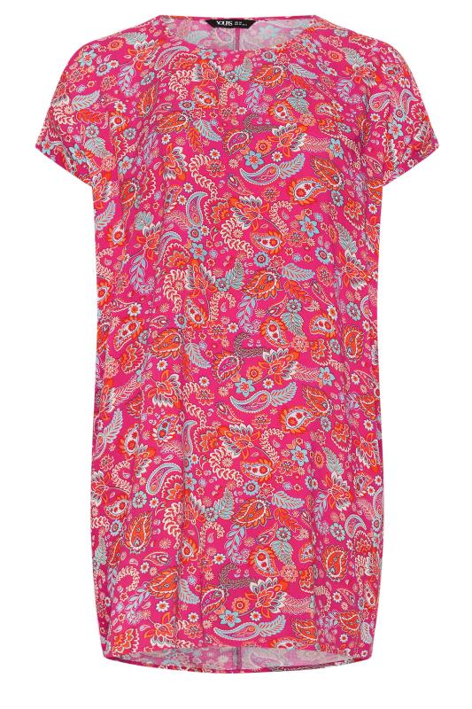 YOURS Plus Size Pink Paisley Print Shift Dress | Yours Clothing 5