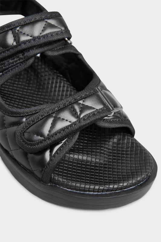 Black Quilted Velcro Sandal in Extra Wide EEE Fit