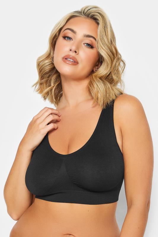 Black Seamless Non-Padded Non-Wired Bralette | Yours Clothing 3