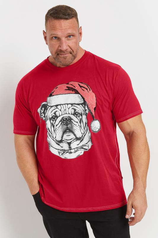 KAM Red Bulldog Santa Graphic Print T-Shirt | BadRhino 1