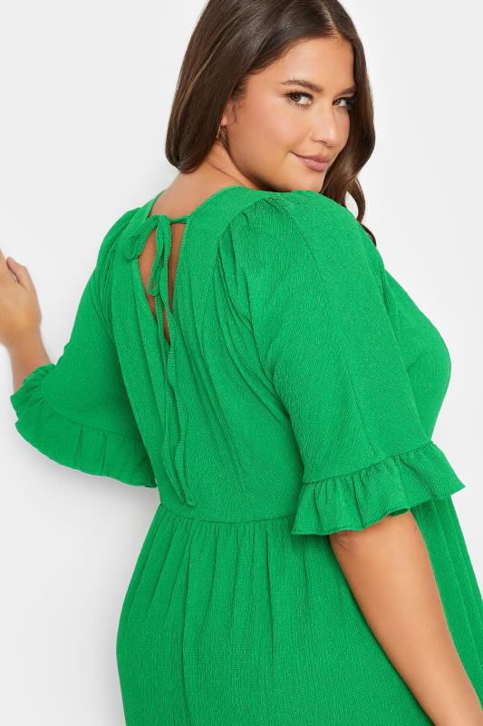 YOURS Plus Size Green Textured Smock Midi Dress | Yours Clothing 4