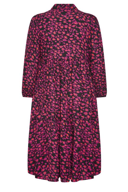 YOURS Plus Size Pink Leopard Print Button Through Midi Dress | Yours ...