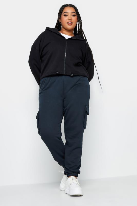 YOURS Plus Size Navy Blue Cuffed Cargo Joggers | Yours Clothing 2
