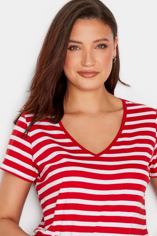 LTS Tall Women's Red Stripe V-Neck T-Shirt | Long Tall Sally 4