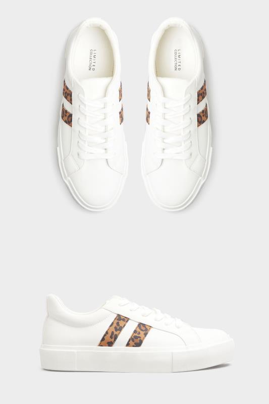 LIMITED COLLECTION White Flatform Leopard Print Stripe Trainers In Standard D Fit 2