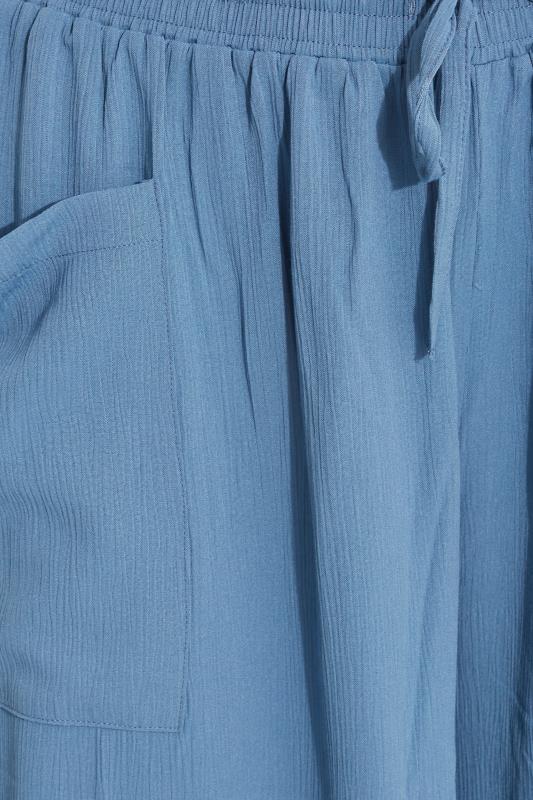 Plus Size Blue Crinkle Culottes | Yours Clothing 4