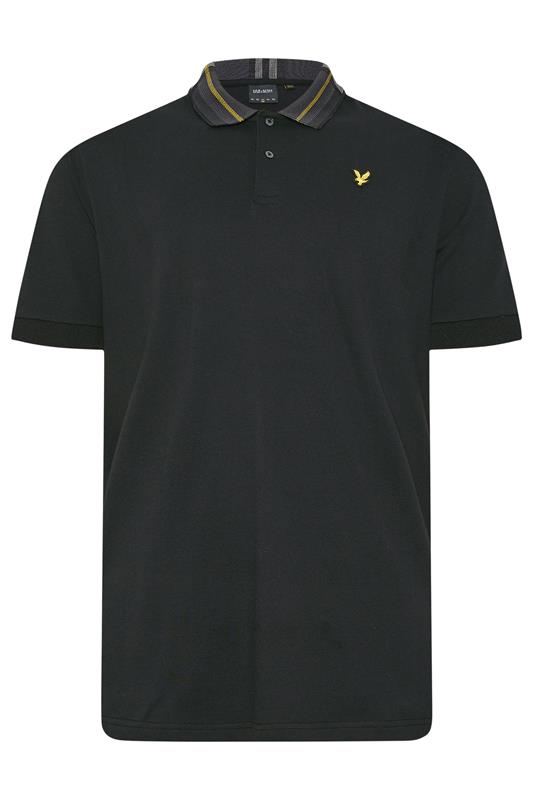 LYLE & SCOTT Big & Tall Black Tartan Collar Polo Shirt | BadRhino 2