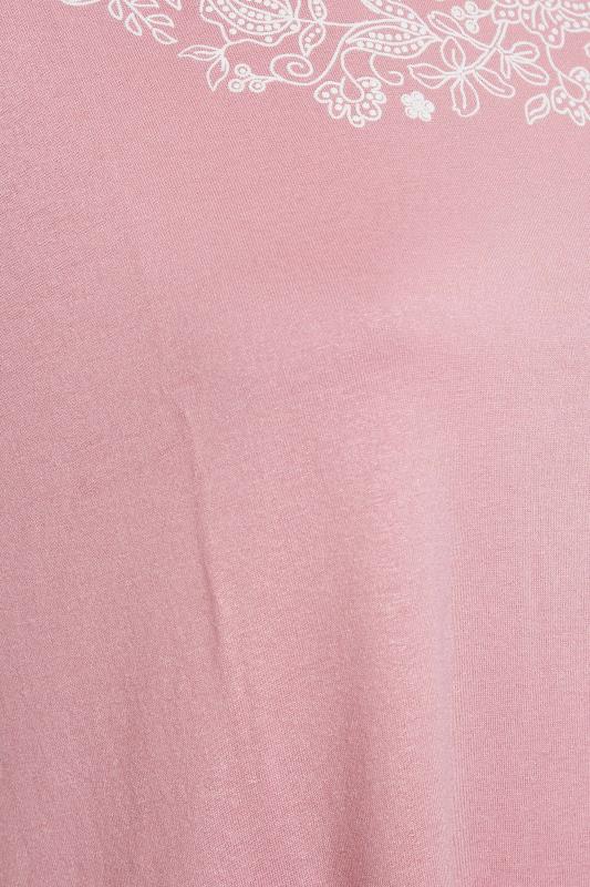 Plus Size Pink Printed Neck Detail Top | Yours Clothing 5