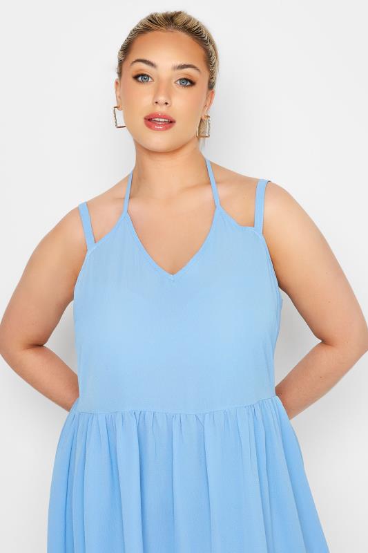 LIMITED COLLECTION Curve Light Blue Strappy Halter Cami Top 4