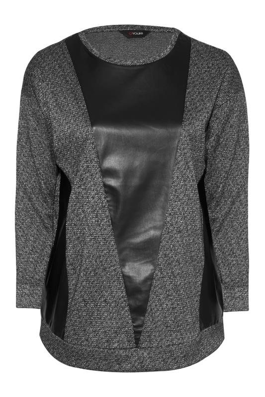 Curve Grey Faux Leather Detail Sweatshirt 6