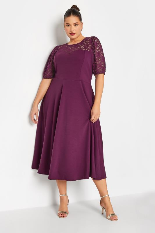 Tall Women's LTS Purple Lace Midi Dress | Long Tall Sally 1