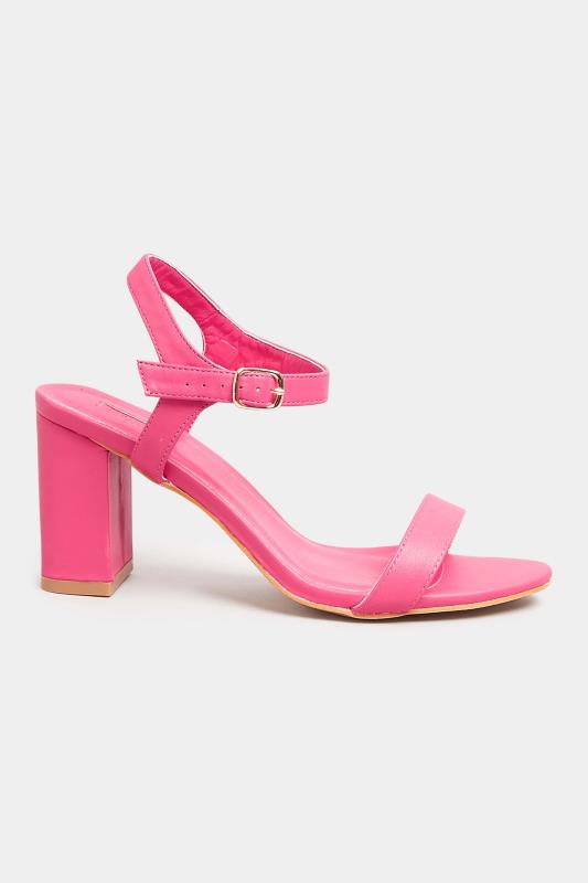 LIMITED COLLECTION Hot Pink Block Heel Sandal In Wide E Fit & Extra Wide Fit | Yours Clothing 3