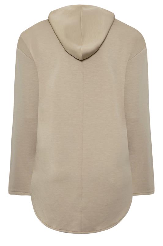 YOURS LUXURY Plus Size Beige Brown V-Neck Jersey Hoodie | Yours Clothing 8