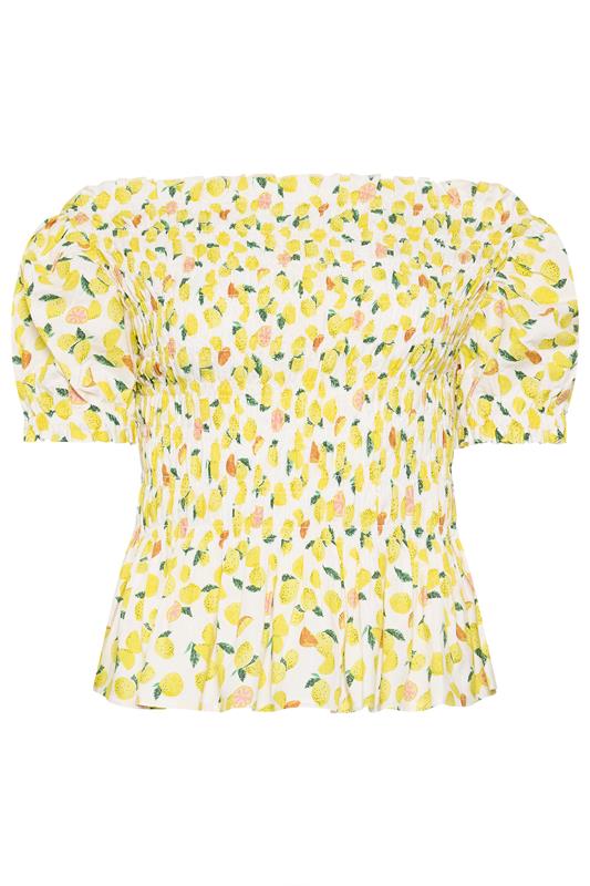 PixieGirl Petite Women's Yellow Lemon Shirred Top | PixieGirl 5