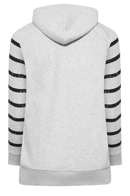 Plus Size Grey Stripe Print Zip Hoodie | Yours Clothing 7