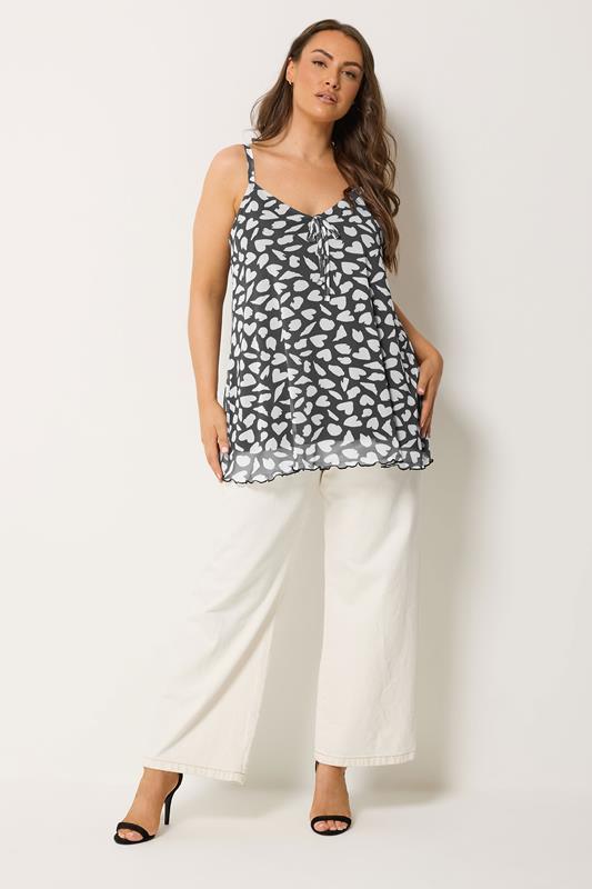 YOURS Plus Size Black Heart Mesh Vest Top | Yours Clothing 1