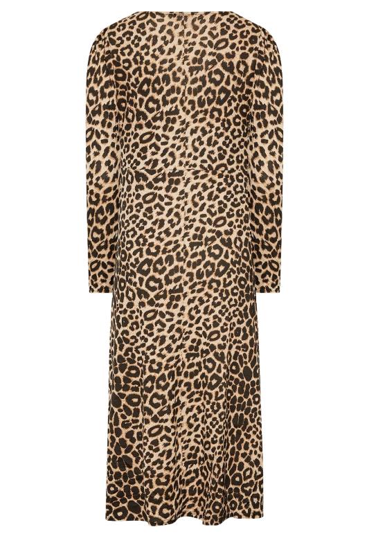 LTS Tall Women's Brown Leopard Print Long Sleeve Tea Dress | Long Tall Sally 7
