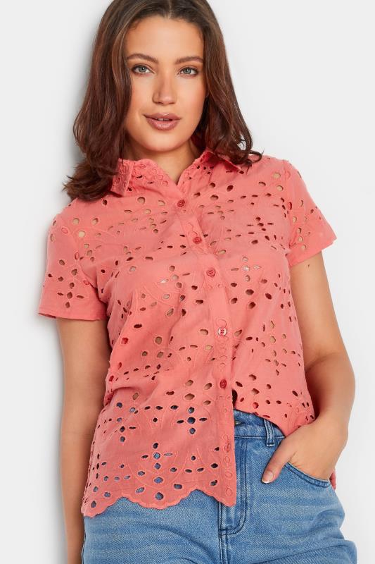 LTS Tall Women's Coral Pink Broderie Shirt | Long Tall Sally 4
